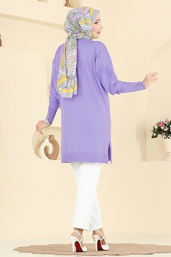 moda selvim سترة خفيفة ليلكي 3193BRZ597 - Thumbnail