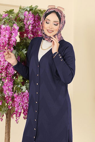 moda selvim سترة خفيفة كحلي 3193BRZ597 - Thumbnail