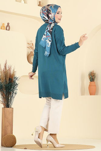 moda selvim Cardigan 3193BRZ597 Petroleum - Thumbnail