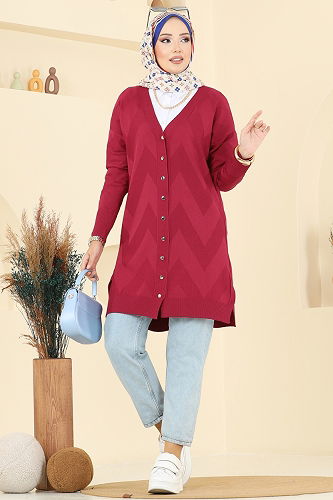 moda selvim Cardigan 3193BRZ597 Red - Thumbnail