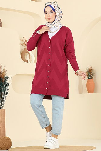 moda selvim Cardigan 3193BRZ597 Red - Thumbnail