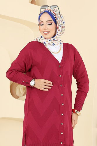 moda selvim Cardigan 3193BRZ597 Red - Thumbnail