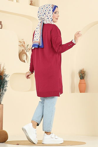 moda selvim سترة خفيفة احمر 3193BRZ597 - Thumbnail