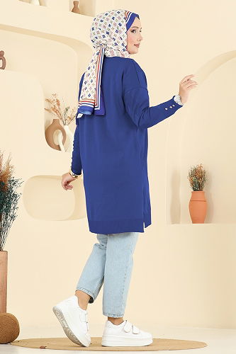 moda selvim سترة خفيفة نيلي 3193BRZ597 - Thumbnail