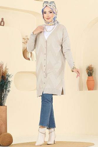 moda selvim سترة خفيفة بيج 3193BRZ597 - Thumbnail