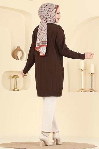 moda selvim Cardigan 3197UZ662 Brown - Thumbnail
