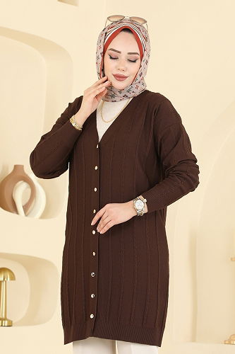 moda selvim Cardigan 3197UZ662 Brown - Thumbnail