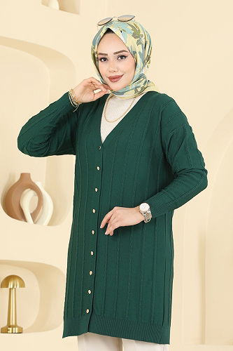 moda selvim Cardigan 3197UZ662 Emerald - Thumbnail