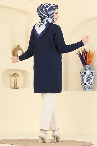 moda selvim Cardigan 3197UZ662 Navy Blue - Thumbnail