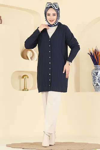 moda selvim Cardigan 3197UZ662 Navy Blue - Thumbnail