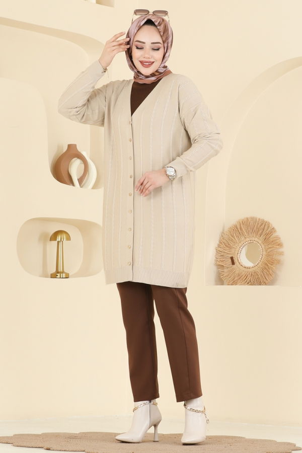 Modaselvim Cardigan/Vest Cardigan 3197UZ662 Stone