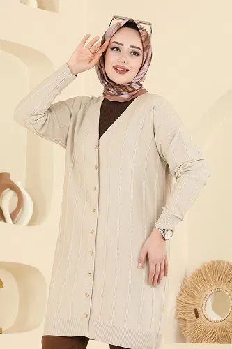 moda selvim سترة خفيفة بيج 3197UZ662 - Thumbnail