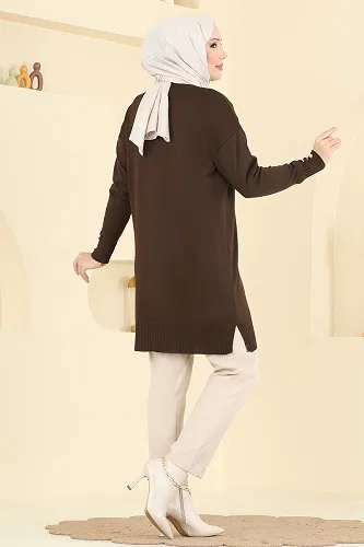 moda selvim Cardigan 3207UZ662 Brown - Thumbnail