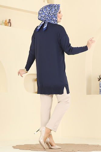moda selvim Cardigan 3207UZ662 Navy Blue - Thumbnail