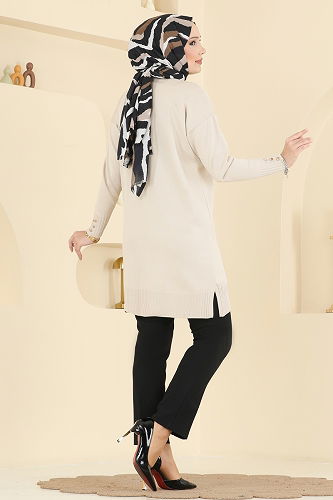 moda selvim سترة خفيفة بيج 3207UZ662 - Thumbnail