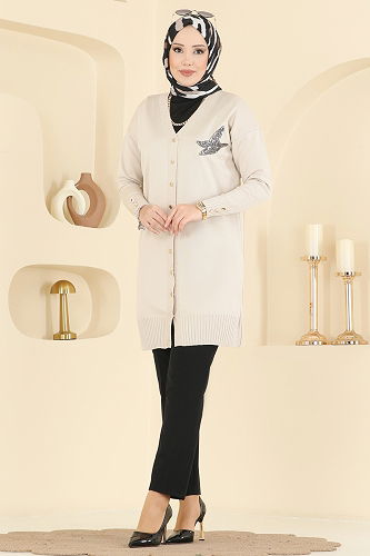 moda selvim سترة خفيفة بيج 3207UZ662 - Thumbnail