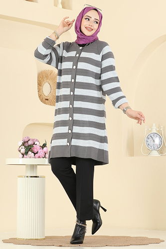 moda selvim Cardigan 3210UZ662 Anthracite - Thumbnail