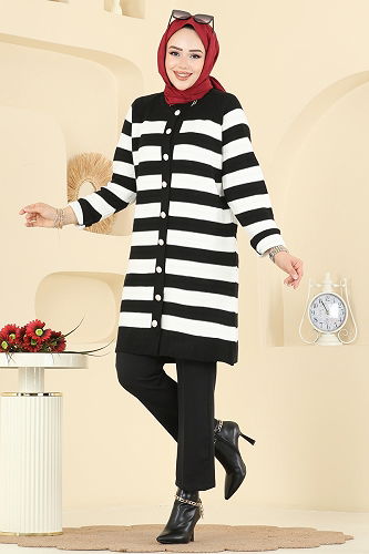 moda selvim Cardigan 3210UZ662 Black - Thumbnail