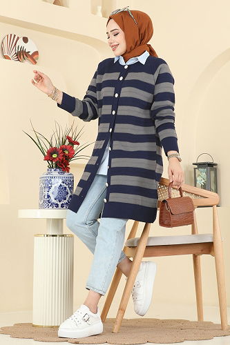 moda selvim Cardigan 3210UZ662 Navy Blue - Thumbnail