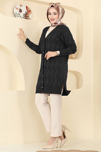 moda selvim Cardigan 3239UZ662 Black - Thumbnail