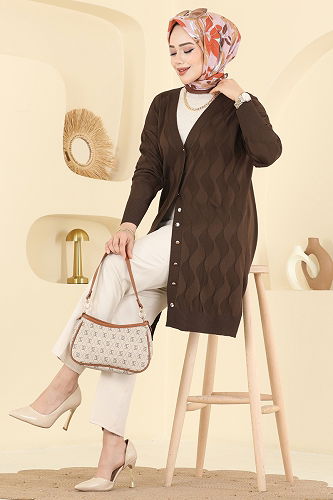 moda selvim Cardigan 3239UZ662 Brown - Thumbnail