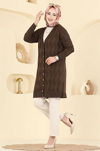 moda selvim سترة خفيفة بني 3239UZ662 - Thumbnail