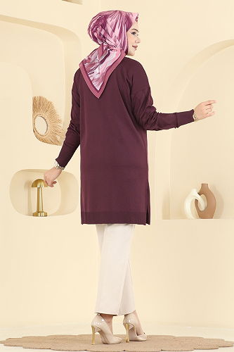 moda selvim Cardigan 3239UZ662 Damson - Thumbnail