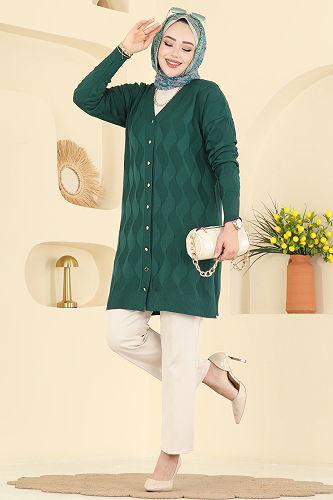 moda selvim Cardigan 3239UZ662 Emerald - Thumbnail