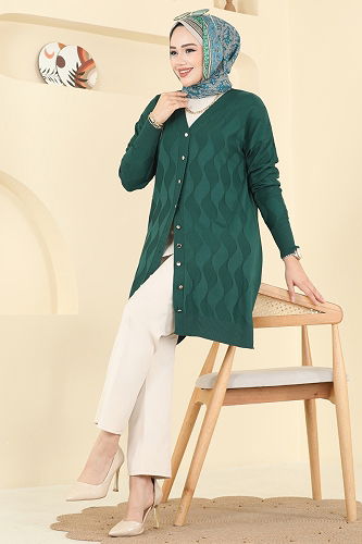 moda selvim Cardigan 3239UZ662 Emerald - Thumbnail
