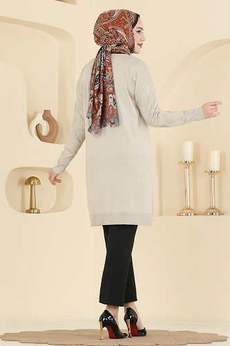 moda selvim سترة خفيفة بيج 3239UZ662 - Thumbnail