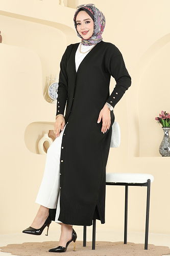 moda selvim Cardigan 3250BRZ597 Black - Thumbnail