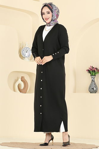 moda selvim سترة خفيفة أسود 3250BRZ597 - Thumbnail