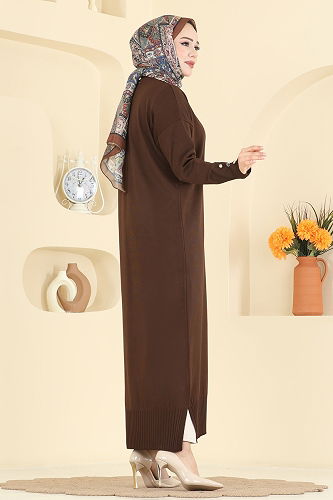 moda selvim Cardigan 3250BRZ597 Brown - Thumbnail