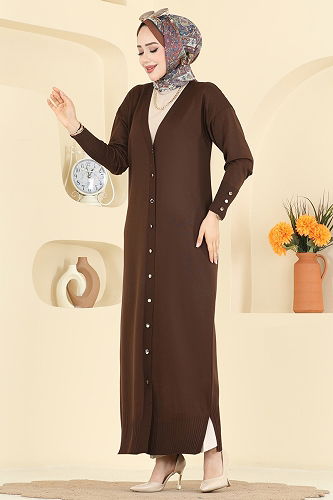 moda selvim سترة خفيفة بني 3250BRZ597 - Thumbnail