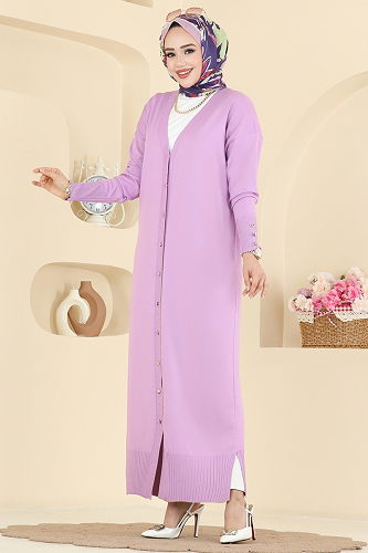 moda selvim Cardigan 3250BRZ597 Lilac - Thumbnail