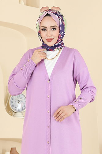 moda selvim سترة خفيفة ليلكي 3250BRZ597 - Thumbnail