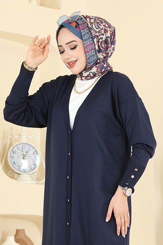 moda selvim Cardigan 3250BRZ597 Navy Blue - Thumbnail