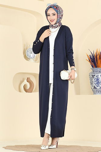 moda selvim سترة خفيفة كحلي 3250BRZ597 - Thumbnail