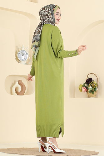 moda selvim Cardigan 3250BRZ597 Oil Green - Thumbnail