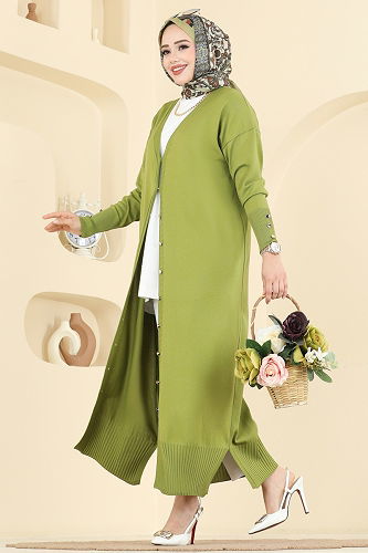 moda selvim سترة خفيفة أخضر 3250BRZ597 - Thumbnail