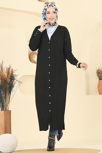 moda selvim Cardigan 3257BRZ597 Black - Thumbnail
