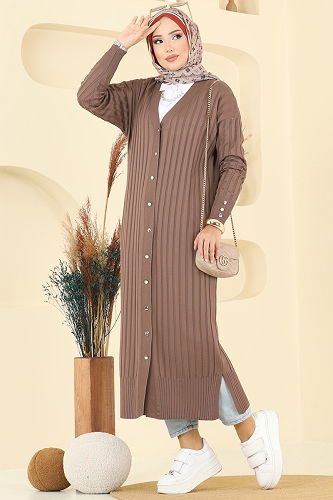 moda selvim Cardigan 3257BRZ597 Dark Vision - Thumbnail