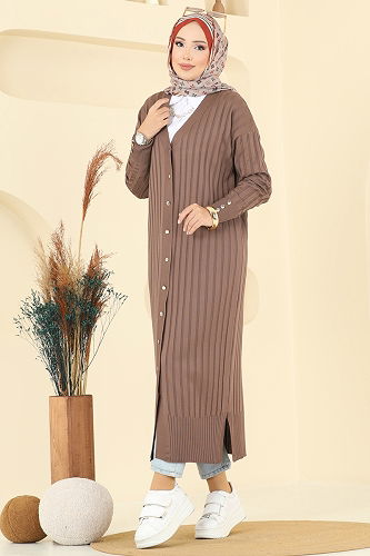 moda selvim Cardigan 3257BRZ597 Dark Vision - Thumbnail