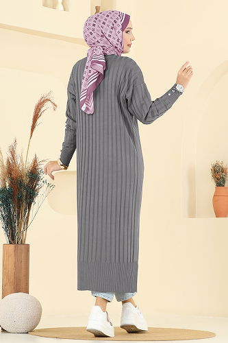 moda selvim سترة خفيفة رمادي 3257BRZ597 - Thumbnail