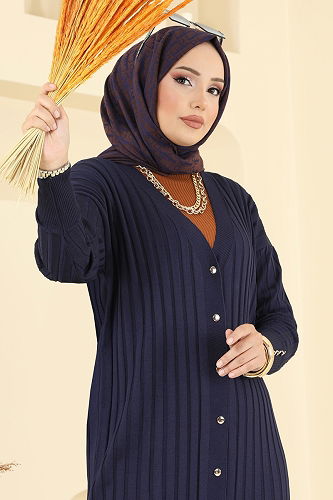 moda selvim Cardigan 3257BRZ597 Navy Blue - Thumbnail