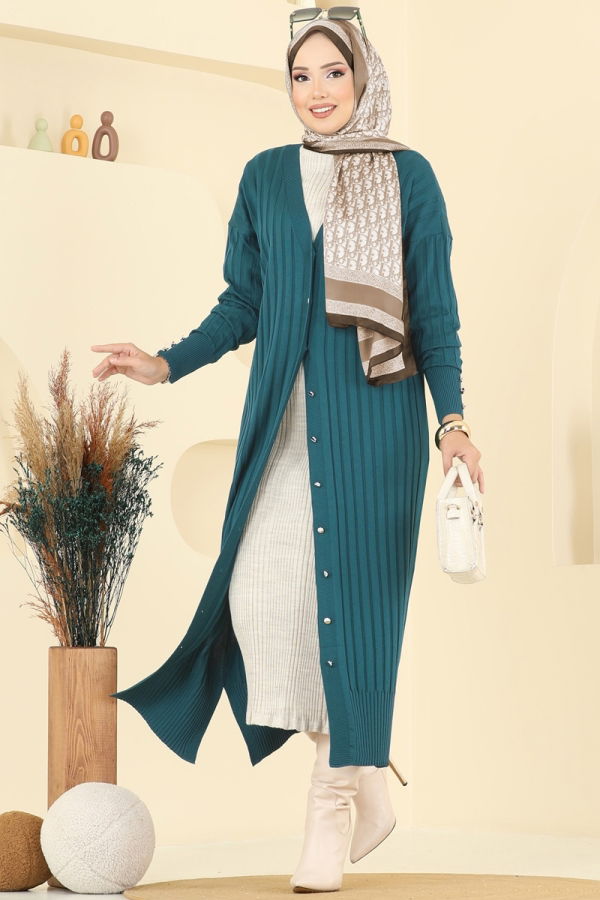 Modaselvim Cardigan/Vest Cardigan 3257BRZ597 Petroleum