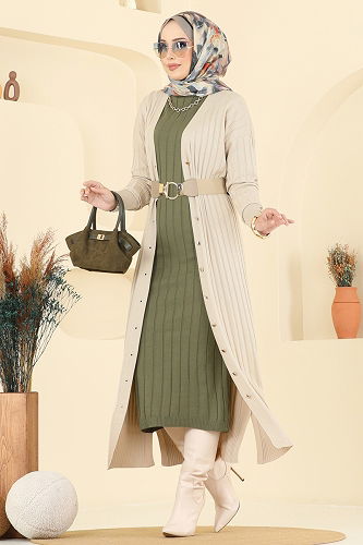 moda selvim سترة خفيفة بيج 3257BRZ597 - Thumbnail