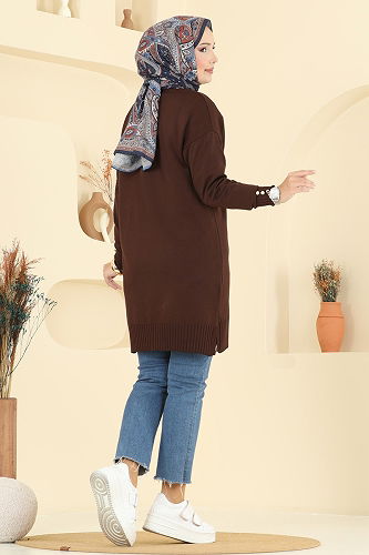 moda selvim Cardigan 3260BRZ597 Bitter Brown - Thumbnail