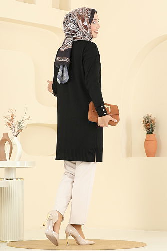 moda selvim سترة خفيفة أسود 3260BRZ597 - Thumbnail