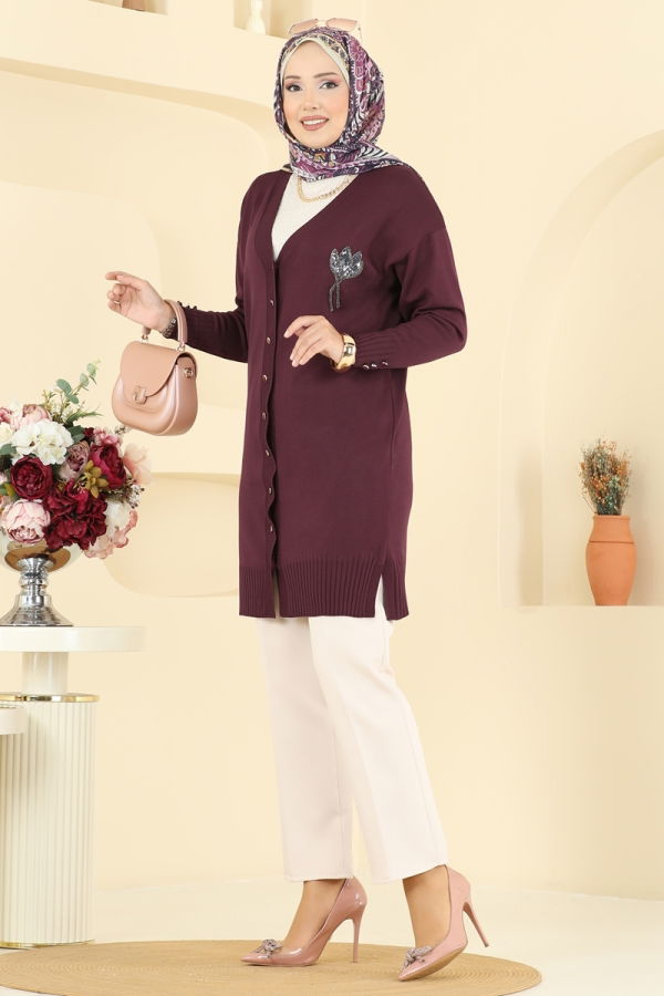 Modaselvim Cardigan/Vest Cardigan 3260BRZ597 Damson